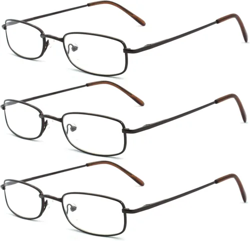 Vista 15 de Classic Readers - Gafas de lectura rectangulares de metal para hombres y mujeres, multicolor