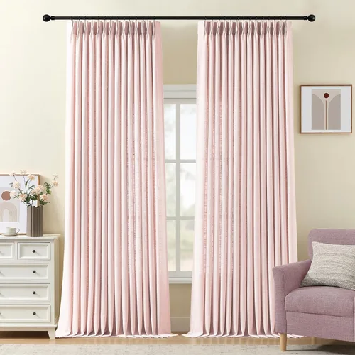 Vista 41 de Cortinas plisadas de lino semitransparentes de 96 pulgadas, filtrado de luz Natural