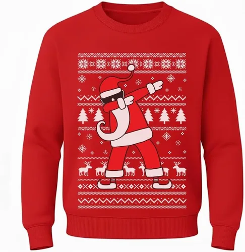 Vista 9 de Tstars Dabbing Santa Kids Christmas Sweatshirt Boy Youth Ugly Holiday Dab / Negro