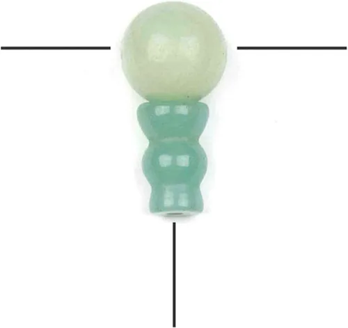Vista 9 de Cherry Blossom Beads Piedra preciosa Mala Guru Bead – Turquesa africana – Tres agujeros 0.394 in redondo con torre de 0.276x0.394 in – Tres