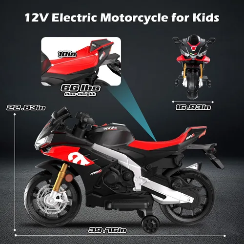 Vista 6 de Motocicleta para niños, motocicleta Aprilia RSV4 con licencia de Negro