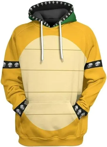 Vista 7 de Lmetsky Bowser - Sudadera con capucha para cosplay, sudadera con capucha Bowser con capucha con estampado 3D para adultos, 2 piezas