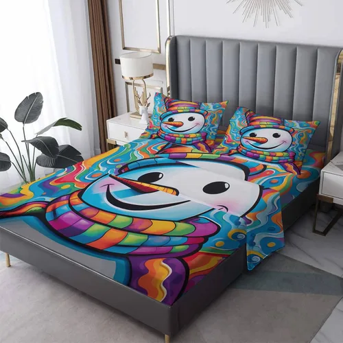 Vista 8 de Juego de sábanas de Navidad tamaño individual, sábanas de microfibra suave y bolsillo profundo, sábanas y fundas de almohada estampadas sin arrugas