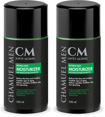 Vista 8 de CHAMUEL MEN Crema facial diaria para hombres con 2.5% de retinol hidratante antienvejecimiento para líneas finas, manchas oscuras y arrugas, loción