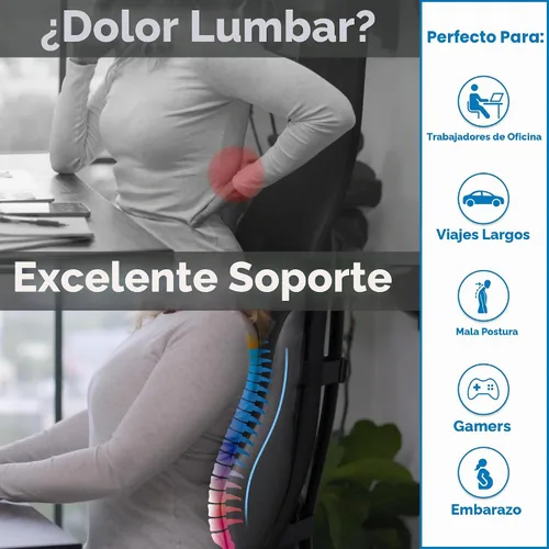 Vista 4 de ComfiLife Almohada de apoyo lumbar para silla de oficina – Almohada lumbar de espuma viscoelástica premium – Respaldo para silla de oficina, coche