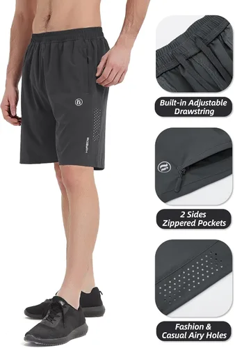 Vista 3 de Pantalones cortos deportivos para hombre, para correr, gimnasio, senderismo, pantalones cortos de entrenamiento para hombre de 7 pulgadas, cómodos