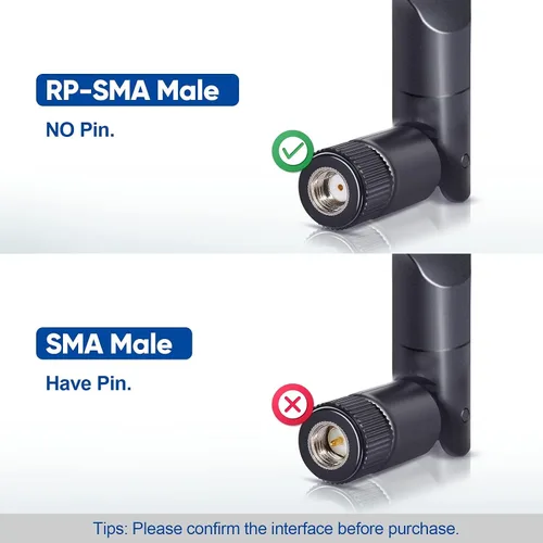 Vista 5 de Bingfu Antena de doble banda WiFi 2.4GHz 5GHz 5.8GHz 8dBi MIMO RP-SMA Macho Antena (paquete de 2) para enrutador WiFi, tarjeta de red inalámbrica