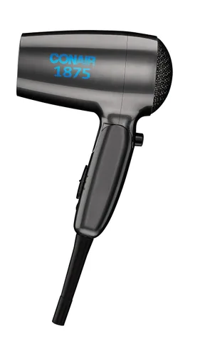Vista 2 de Conair - Secador de cabello de viaje con doble voltaje, 1875 W, secador compacto con mango plegable, gris, (paquete de 4)