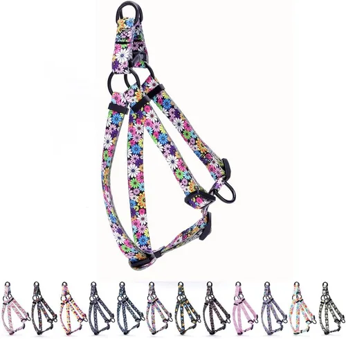Vista 8 de Arnés para perro hembra, bonito patrón geométrico de triángulos geométricos, hebilla de liberación rápida, cuello halter ajustable para perros