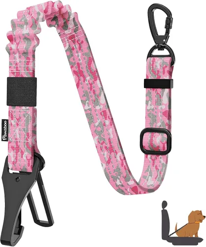Vista 10 de Cinturón de seguridad para perros Pawaboo para coche, cinturón de seguridad para mascotas con reposacabezas y doble correa, 360° sin enredos para 2