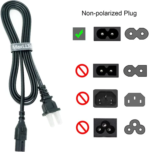Vista 3 de MaxLLTo Cable de alimentación de repuesto de 2 clavijas para Sony Bravia TV KDL-32R300B KDL-32R330B KDL-40R350B KDL-40R380B 6 pies (negro)