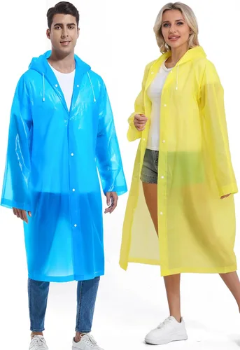 Vista 110 de 2 abrigos de lluvia de Borogo para adultos, chaquetas de lluvia reutilizables para hombres y mujeres