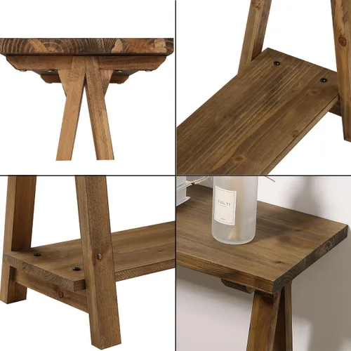 Vista 6 de HOKYHOKY Mesas de consola de madera maciza - Mesa rústica de granja de 110 cm de pino para pasillo, mesas de vestíbulo para sala de estar, mesa
