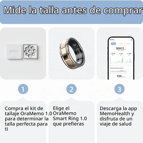 Vista 2 de Smart Ring 1.0, rastreador de actividad física para hombres/mujeres Oro mate y plata