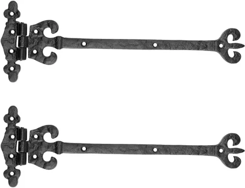 Vista 9 de Bisagra de correa de puerta de hierro forjado negro de 12.5 pulgadas de largo x 4.1 pulgadas de ancho, decorativa, resistente a la corrosión