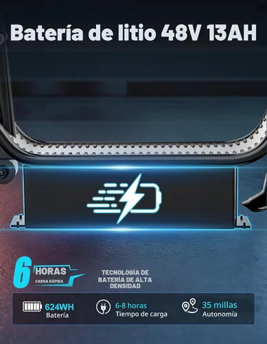 Vista 5 de Electric Scooter for Adults, 25MPH Top Speed, 35 Miles Max Range, 1000W Peak Motor, 48V 13Ah Battery, 14" E Scooter with Seat, Dual Suspension Oscuro