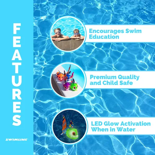Vista 2 de Swimline Paquete de 1 juguete de buceo original con luz LED brillante de animales marinos, piraña para atrapar el pez, juego de recuperación