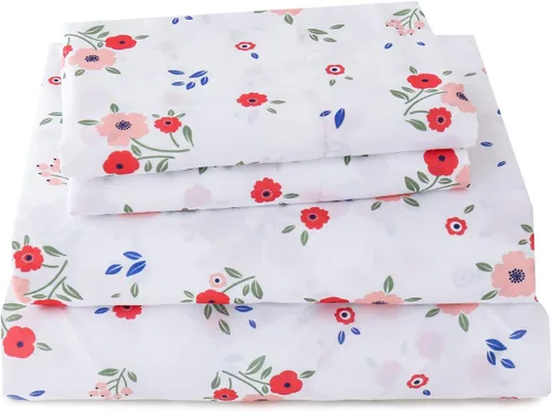 Vista 19 de Yibeizi - Juego de sábanas con estampado floral para cama de tamaño queen, sábanas de microfibra con patrón botánico boho, fundas para almohada