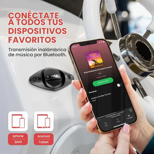 Vista 3 de Pyle Amplificador marino automático de 2 canales, 200 vatios RMS 4 OHM estéreo de rango completo con Bluetooth inalámbrico y potente altavoz Prime