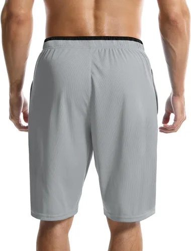 Vista 4 de Aolesy Pantalones cortos de baloncesto para hombre con bolsillos con cremallera, pantalones cortos deportivos de 10 pulgadas para hombre, pantalones