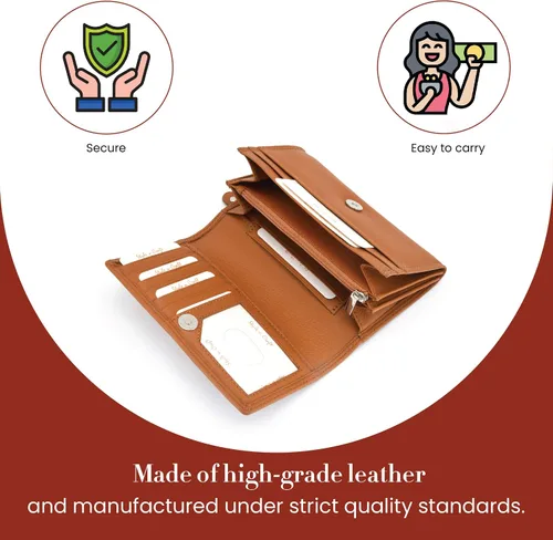 Vista 5 de Style N Craft Full-Grain Leather Clutch Wallet for Women, RFID-Protected with Multiple Card Holders