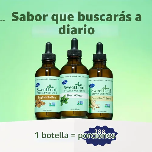 Vista 8 de SweetLeaf Stevia Drops Liquid Sweetener, English Toffee - 2 Fl Oz, 2 Pack