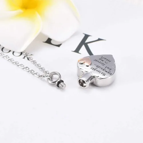 Vista 4 de misyou Collar conmemorativo de ala de ángel para mascota, no más mi lado siempre en mi corazón, joyería colgante de cremación y 12 piezas de piedras