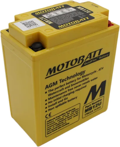 Vista 2 de MotoBatt MB12U, batería AGM QuadFlex activada de fábrica (12 voltios 15 Amperios) 160CCA