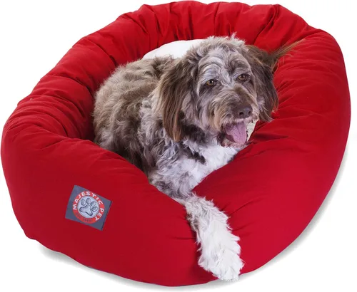 Vista 32 de Cama para perros Bagel de 40 pulgadas negra y Sherpa de Majestic Pet Products Negro