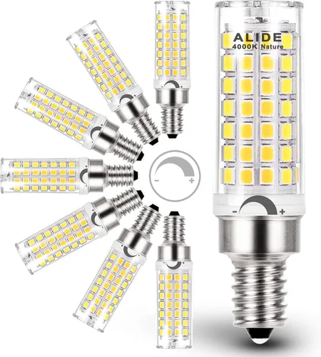 Vista 16 de Bombilla LED E12 regulable de 5 W C7, reemplaza equivalente a halógeno E12 de 40 W, blanco cálido 2700 K, base T6 de 110 V, 120 V, E12, bombillas