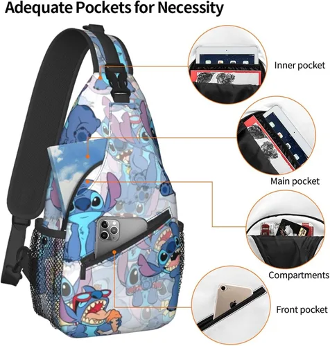 Vista 4 de Bolso bandolera para mujeres y hombres, riñonera para adolescentes, linda bolsa cruzada, bolso tipo mochila, bolsas de pecho de anime, viajes
