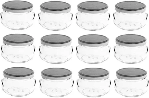 Vista 7 de Nakpunar 12 tarros de sopera de vidrio de 3.3 oz con tapas negras, 3.4 fl oz