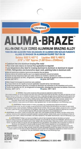 Vista 2 de Uniweld UAB Aluma-Braze™, aleación de soldadura de aluminio con núcleo de fundente todo en uno