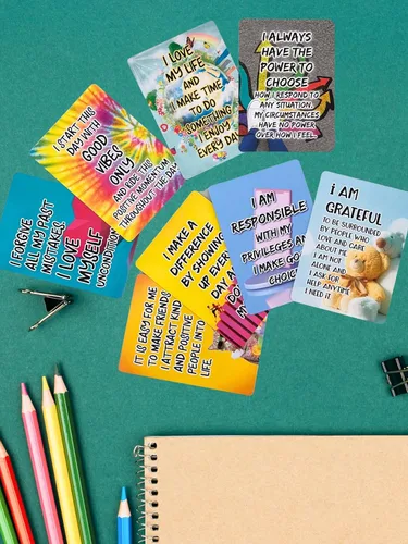 Vista 7 de Tarjetas de afirmación positiva para niños y adolescentes, 54 afirmaciones, más de 150 preguntas inspiradoras con caja de almacenamiento, inspira