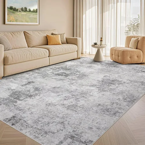 Vista 19 de Tortania Alfombra redonda lavable de 5 pies para sala de estar: Alfombra moderna abstracta neutra grande suave y delgada – Alfombra antideslizante