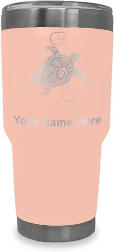Vista 21 de LaserGram Vaso aislado al vacío de 20 onzas, tortuga marina hawaiana, grabado personalizado incluido (morado claro)