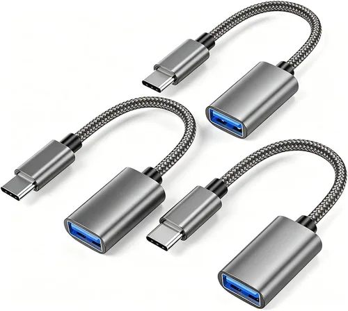 Vista 8 de Adaptador USB C a USB 3.0 [3 unidades], USB C macho a USB hembra OTG cable Thunderbolt3 a USB adaptador compatible con MacBook Pro/Air, iPhone 16