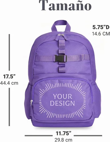 Vista 4 de Let's Make Memories Mochila infantil para la escuela, personalizada, bolsa de Peppa Pig con lonchera opcional, color morado, baile