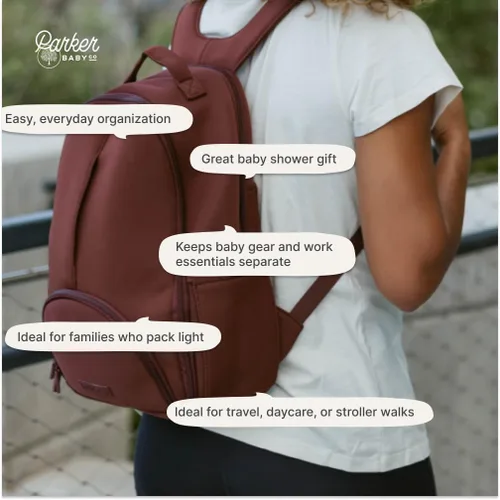 Vista 6 de Parker Baby Drift Mochila de neopreno Lite Pequeña mochila de neopreno para pañales con bolsillos aislados y correas para cochecito, Negro, Moderno