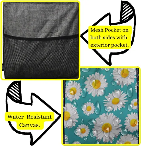Vista 4 de NGIL Bolsa de comestibles reutilizable extra grande plegable de gran tamaño para comestibles, almacenamiento, picnic, playa, Estampado