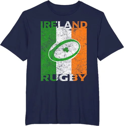 Vista 56 de Camiseta de rugby irlandés con la bandera de Irlanda, regalo vintage Negro