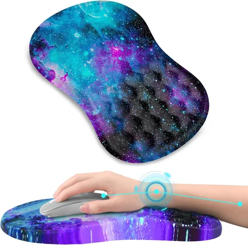 Vista 10 de AIMSA Alfombrilla de mouse con soporte para reposamuñecas, ergonómica, diseño de espuma viscoelástica, alivio del dolor, cómoda base de poliuretano