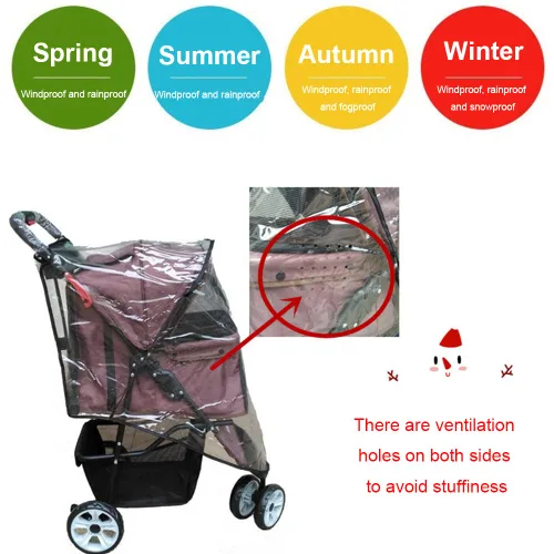 Vista 5 de Funda universal para cochecito de bebé, funda transparente para cochecito de mascota, impermeable, resistente al viento, accesorio para protección