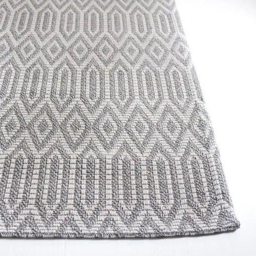 Vista 4 de Martha Stewart x SAFAVIEH - Colección de alfombras de área de 2 x 8 pies, color antracita y gris claro, tejido plano, de algodón, ideal para sala