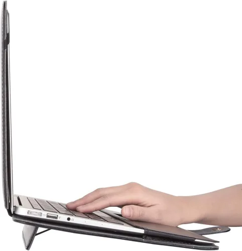 Vista 5 de Mosiso Funda para Laptop estilo libro de cuero sintético para MacBook Air de 13 pulgadas, Negro