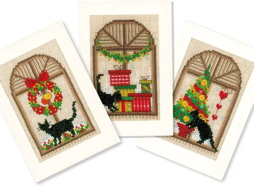 Vista 9 de Vervaco Kit de tarjeta de felicitación de punto de cruz contada 4.2 "X6" 3/Pk-Christmas Gnomos en Aida (14 unidades) -V0185078