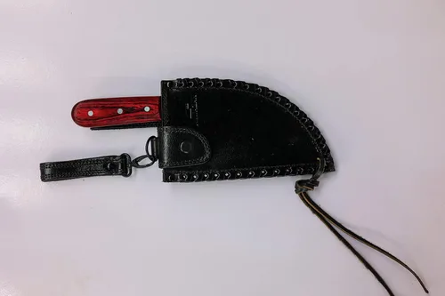 Vista 4 de Almazan Cuchillo de chef forjado a mano con funda de cuero, fabricado en España