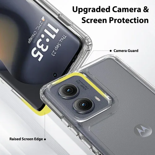 Vista 2 de Funda rígida para Moto Edge 2024 5G, transparente, delgada, rígida, híbrida, a prueba de golpes, con protector de pantalla curvo de vidrio templado