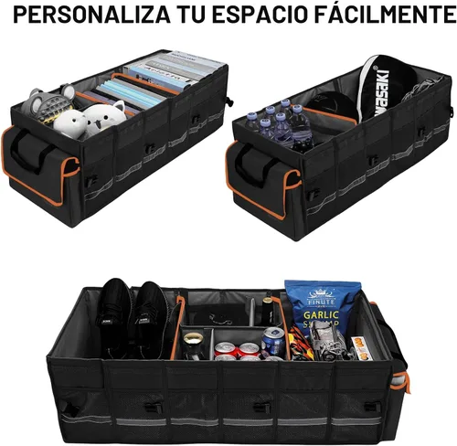Vista 4 de Organizador y almacenamiento para maletero de automóvil con tapa y bolsa enfriadora extraíble a prueba de fugas, accesorios para automóvil, 6