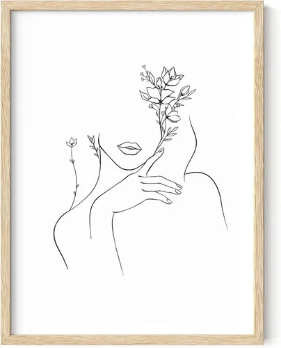 Vista 58 de HAUS AND HUES Arte de pared minimalista - Dibujo moderno de líneas abstractas, impresión de boceto femenino simple, obra de arte para el hogar